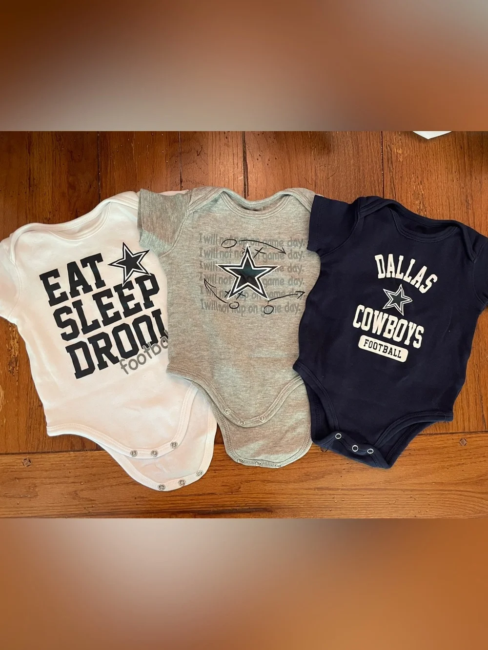 Dallas Cowboys NFL Licensed - Bundle of 3 Baby Bodysuits - 6-9 Months